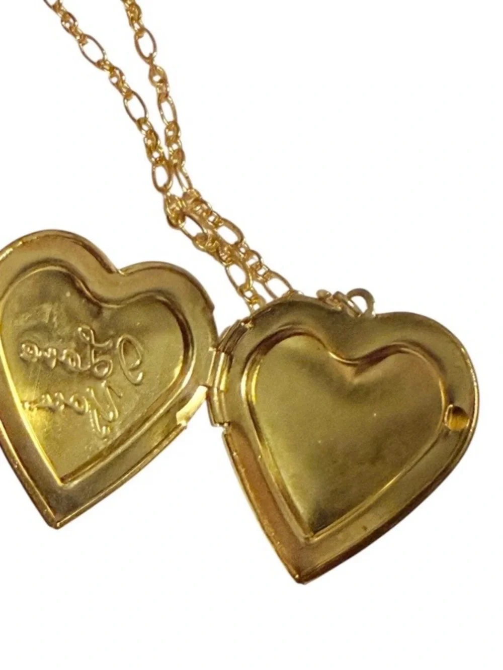Vintage‎ Oversized I Love You Heart Locket Pendant Necklace, Functional Locket